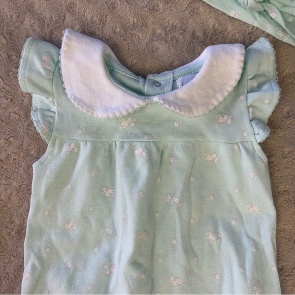 Tres Beau et Belle Baby Girl Romper Size 6-9 Months Classic Style Green White - Picture 2 of 4